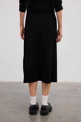 Saia midi cintura subida - Preto