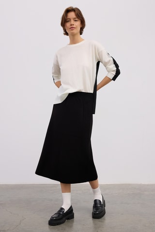 Saia midi cintura subida - Preto