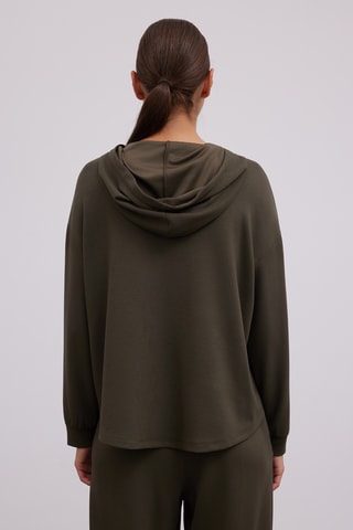 Sweat com capuz - Verde-azeitona escuro