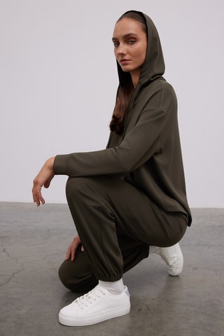 Sweat com capuz - Verde-azeitona escuro