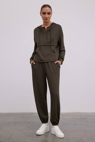 Sweat com capuz - Verde-azeitona escuro