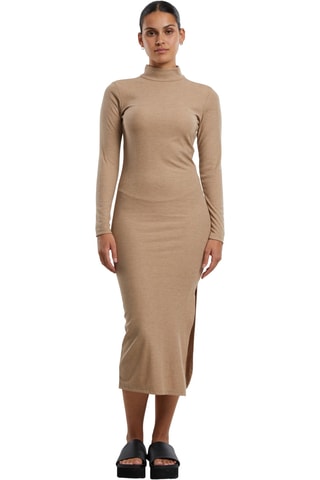 Nauwaansluitende Jurk - Beige