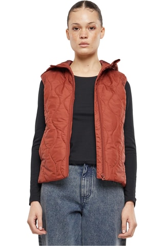 Mouwloze Gewatteerde Jas met Capuchon - Steenrood