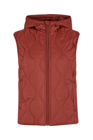 Mouwloze Gewatteerde Jas met Capuchon - Steenrood