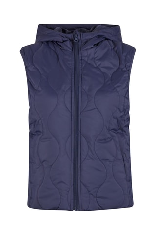 Mouwloze Gewatteerde Jas met Capuchon - Marineblauw