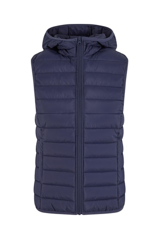 Mouwloze Gewatteerde Jas met Capuchon - Marineblauw