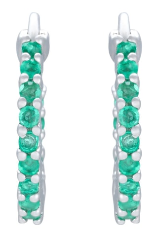 Boucles d'oreilles Lou - Or blanc et émeraudes