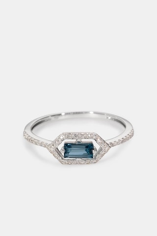 Bague Lareyla - Or blanc, diamants et topaze