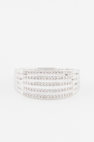 Bague 5 rangs diamants - Or blanc et diamants