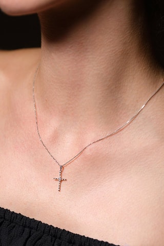Pendentif Croix du bonheur - Or blanc et diamants