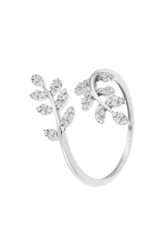 Bague Feuillage entremêlé - Or blanc et diamants