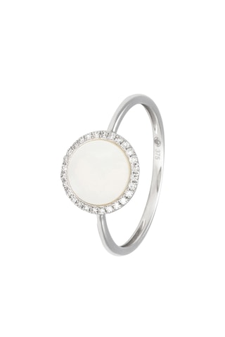 Bague Round nacre - Or blanc et nacre