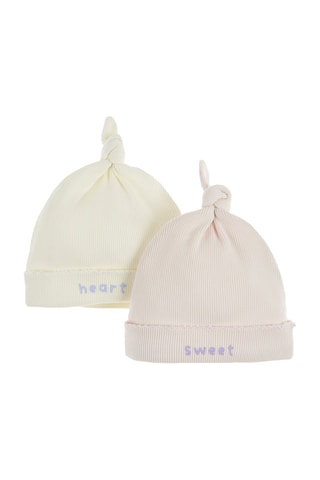 2 bonnets noués - Rose poudré et écru