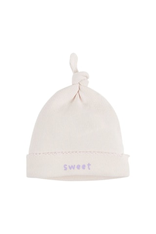 2 bonnets noués - Rose poudré et écru