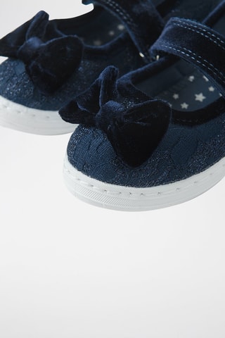 Velours Mary Janes - Marineblauw