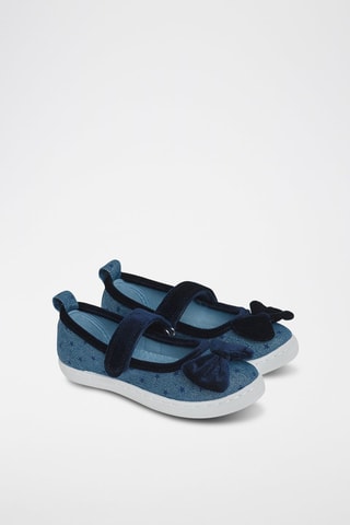 Velours Spijker Mary Janes - Marineblauw
