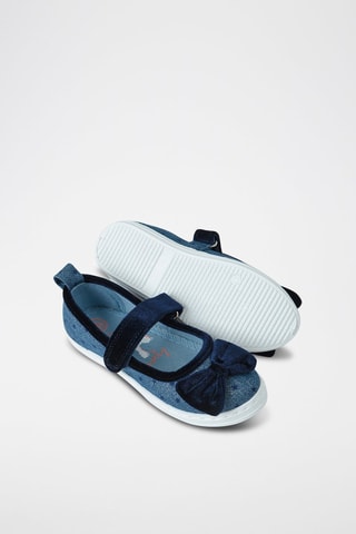 Velours Spijker Mary Janes - Marineblauw