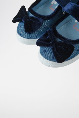 Velours Spijker Mary Janes - Marineblauw