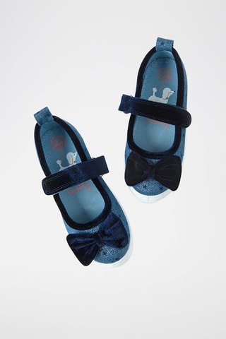 Velours Spijker Mary Janes - Marineblauw