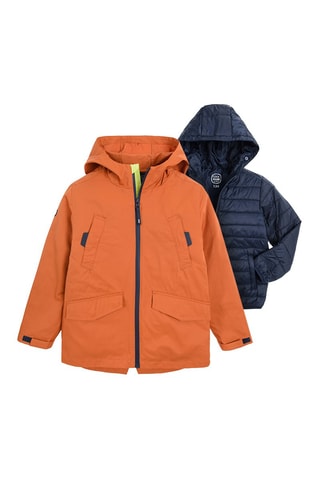 Parka met Afneembare Gewatteerde Jas - 
Oranje en Zwart