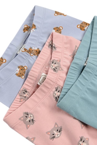 3 Leggings - Roze en Hemelsblauw