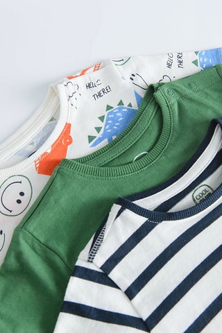 3 T-shirts - Wit, groen en zwart