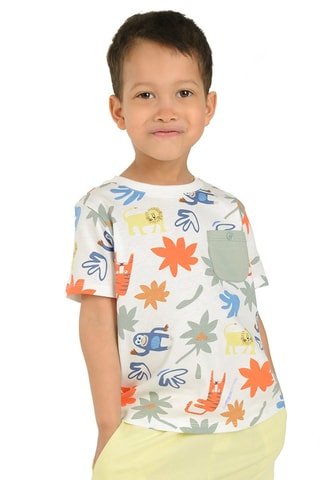 T-shirt. Wit en olijfgroen