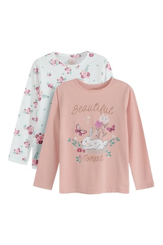2 T-shirts - Wit en Lichtroze