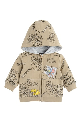 Sweater met Capuchon Tom en Jerry - Olijfgroen