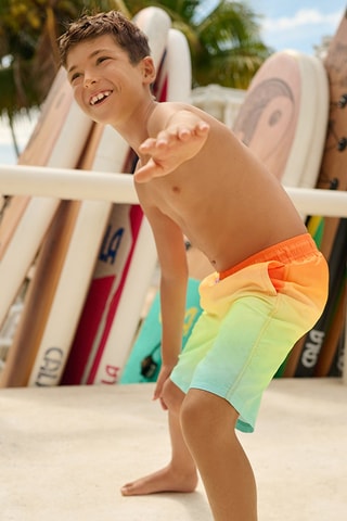 Zwemshort dip and dye Oranje en Lichtgroen