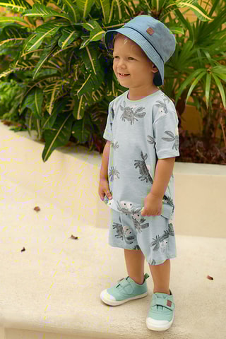 T-shirt en Short Gemêleerd Hemelsblauw en Donkergrijs