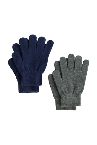 2 paar handschoenen - Marineblauw en Gemêleerd Donkergrijs
