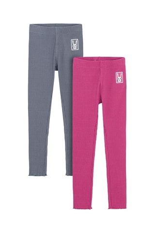 2 Leggings - Grijs en Roze