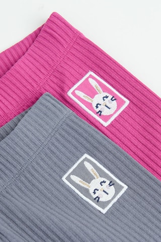 2 Leggings - Grijs en Roze