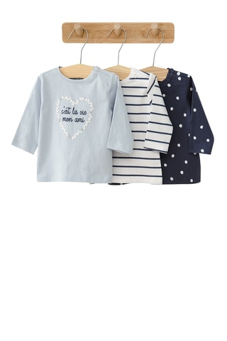 3 T-shirts Blauw en Wit