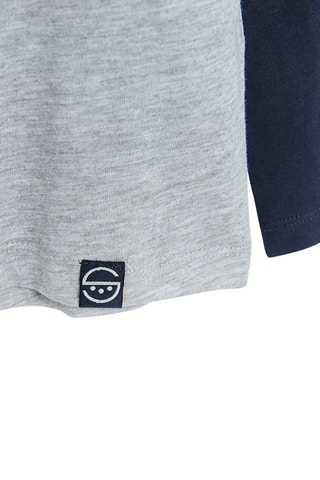 T-shirt Gemêleerd Lichtgrijs en Marineblauw