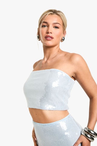 Crop top bustier - Bleu clair