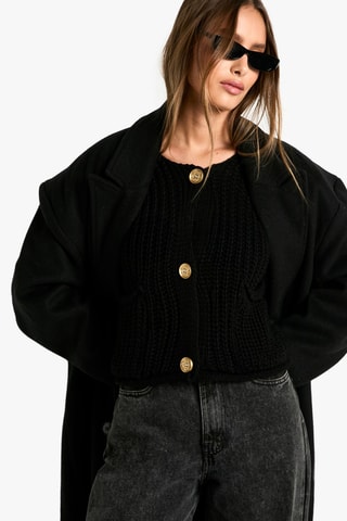 Casaco de malha oversize em lã - Preto