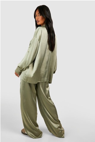 Pantalon palazzo taille haute - Kaki