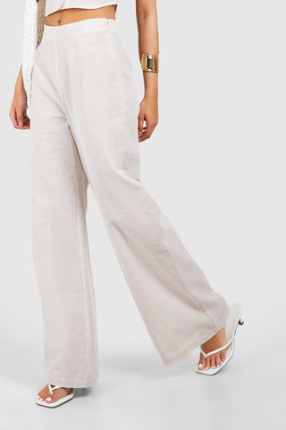 Pantalon wide legs en velours - Beige