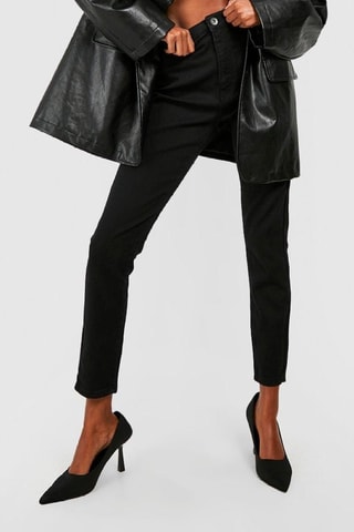Calças de ganga skinny de cintura alta - Preto