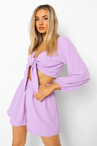 Crop top et short relaxed - Lilas