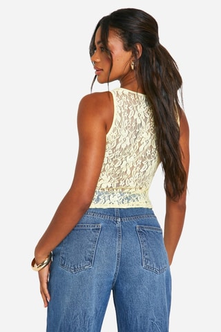 Crop top en dentelle - Jaune