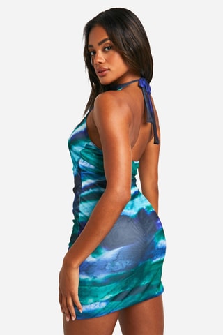 Robe fourreau - Bleu et vert