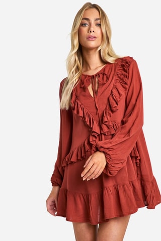 Robe volantée - Terracotta