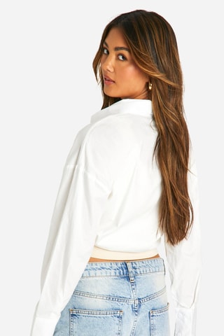 Blusa curta e camisola de alças - Branco e bege