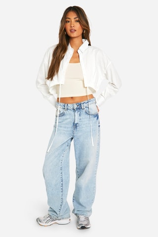 Blusa curta e camisola de alças - Branco e bege