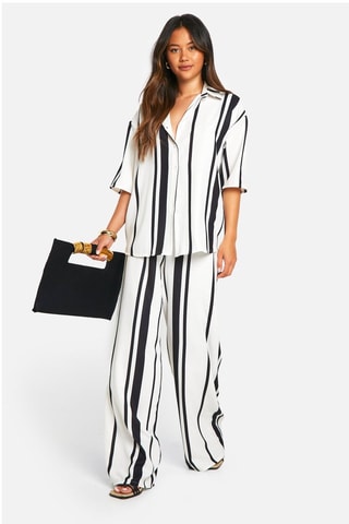 Chemisier et pantalon wide legs - Blanc et noir