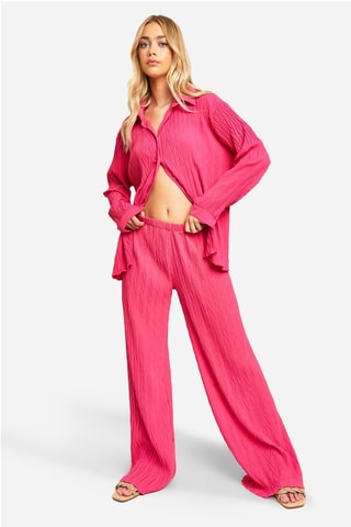 Chemisier relaxed et pantalon wide legs - Rose
