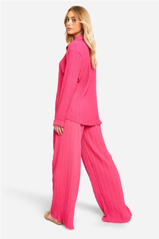 Chemisier relaxed et pantalon wide legs - Rose